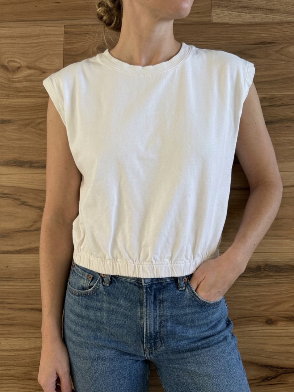 Madewell | White Cropped Gathered Shirt